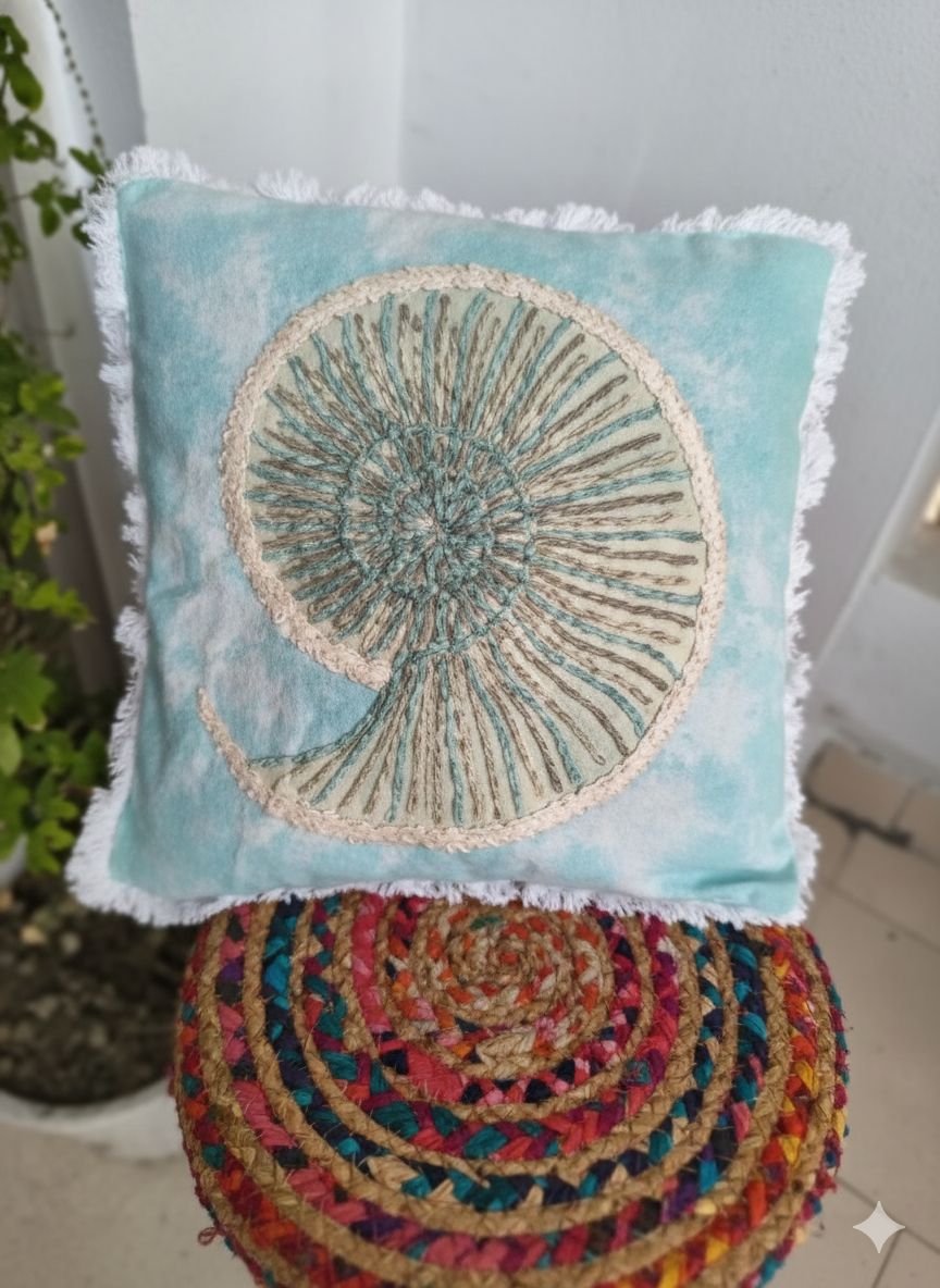 Nature Craaft Designer Hand Embroidered Cotton Cushion Cover