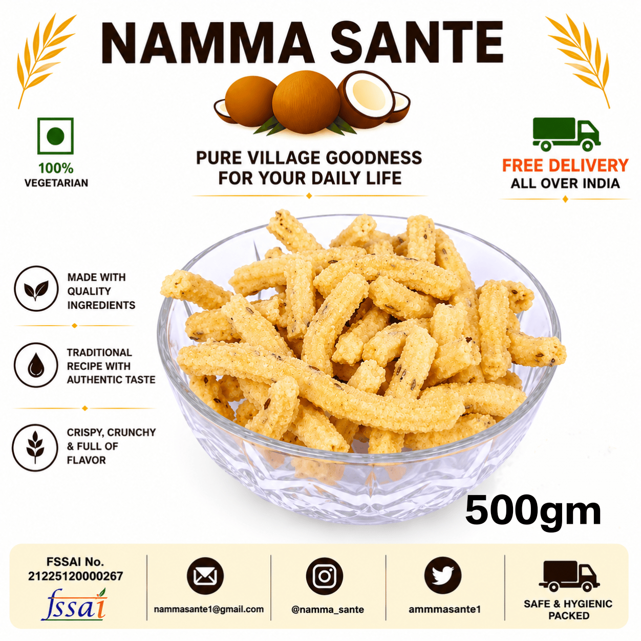 Chakli, Plain Chakli, Butter Chakli, Murukku, Rice Chakli 500gm