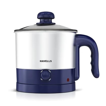 Havells Steamor Multicook Kettle | 1.2 L Capacity | Food Grade Body with Cool Touch Handle | Multiple Steaming Attachments | Double Safety Protection | 3 Temperature Modes(Blue) Havells Steamor Multicook Kettle | 1.2 L Capacity | Food Grade Body with Cool Touch Handle | Multiple Steaming Attachments | Double Safety Protection | 3 Temperature Modes(Blue)