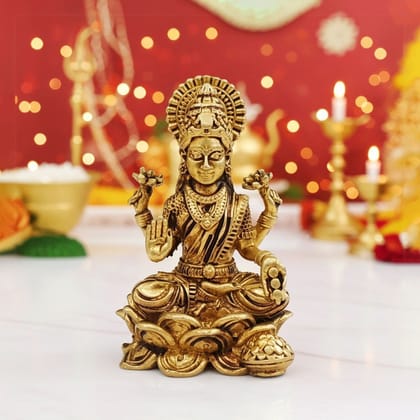 Brass Laxmi Ji Idol for Home Temple & Gifting, Height : 2 Inch (BSMAS1894 L)