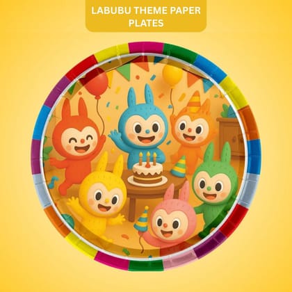 Labubu Theme Party Paper Plates - 9 inches - 8 PC Labubu Theme Party Paper Plates - 9 inches - 8 PC