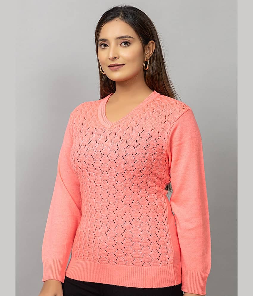 MISDYNAMIC Acrylic V Neck Women's Pullovers - Beige ( Single )