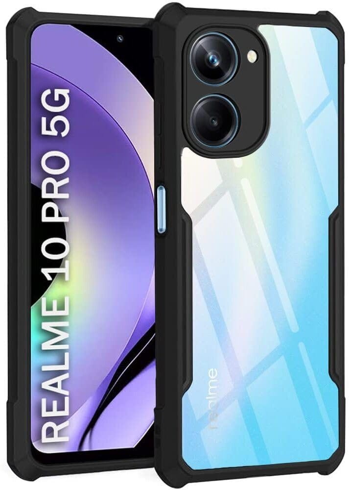 PLUGTECH Slim Shockproof Case | Matte Black Soft | Drop Protection | Precise Cutouts | Premium Mobile Cover for Realme 10 Pro