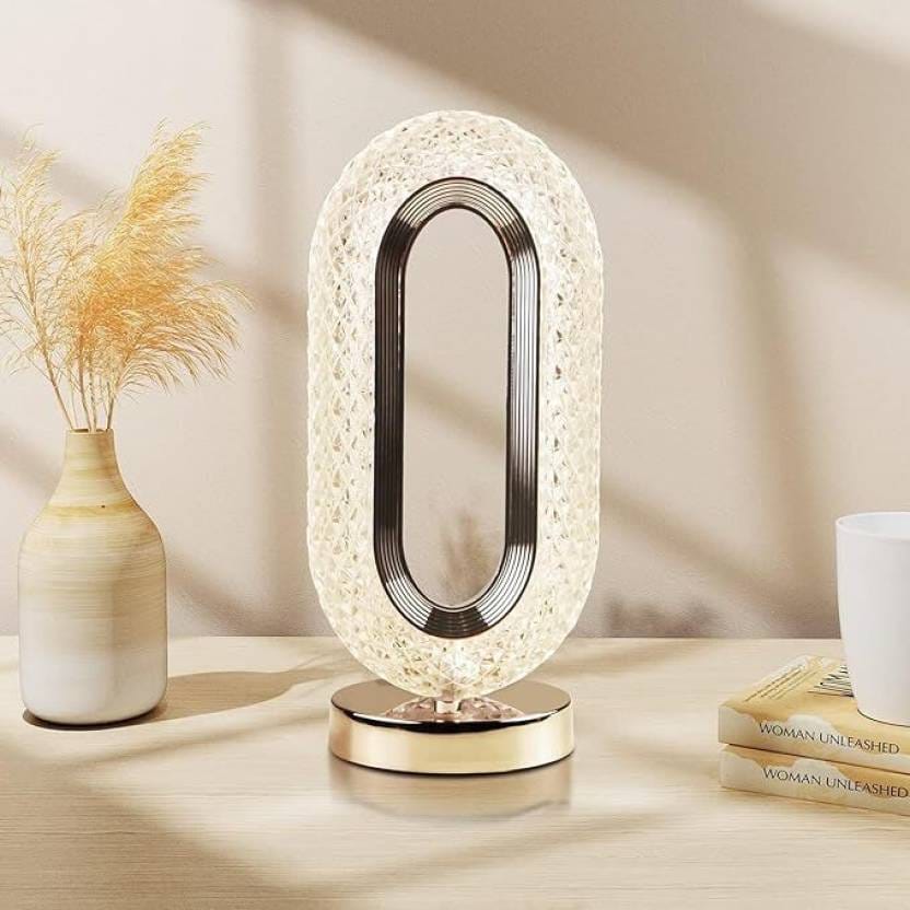 SPARKWORLD Oval Golden Crystal Loop LED Table Lamp 10 cm Accent Light