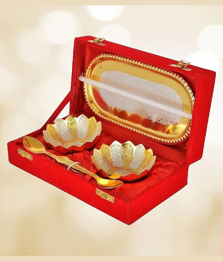 GS Museum German Silver Plated Gift Bowl Tray Set