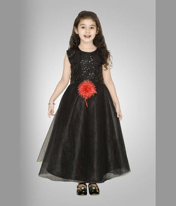 Arshia Fashions Net A-line Dress For Girls ( Pack of 1 , Black )