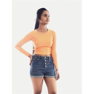 Radprix Casual Solid Women Orange Top