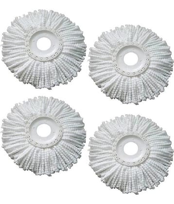 LEAVESS Polyester Microfibre Mop Head Replacement Refills |38cm Diameter | Pack of 4 | White