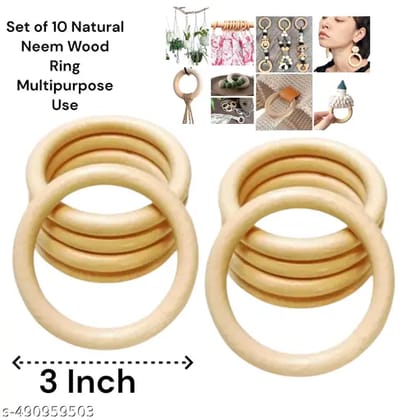 Multipurpose Wooden Rings Set of 10 for Crafts, DIY, and Decor Multipurpose Wooden Rings Set of 10 for Crafts, DIY, and Decor