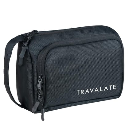 TRAVALATE Polyester Lightweight, Water-Resistant Toiletry Organizer Dopp Kit for Men and Women |Unisex Multipurpose Spacious Travel Accessories, Makeup Kit Bag - Black TRAVALATE Polyester Lightweight, Water-Resistant Toiletry Organizer Dopp Kit for Men a