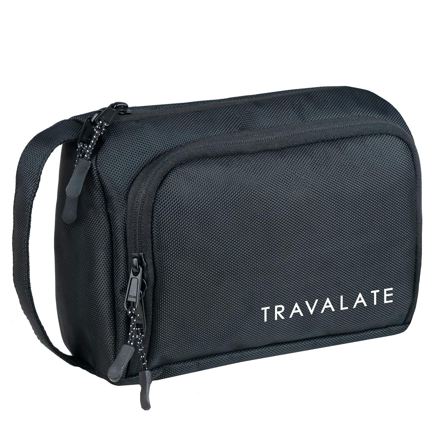 TRAVALATE Polyester Lightweight, Water-Resistant Toiletry Organizer Dopp Kit for Men and Women |Unisex Multipurpose Spacious Travel Accessories, Makeup Kit Bag - Black TRAVALATE Polyester Lightweight, Water-Resistant Toiletry Organizer Dopp Kit for Men a