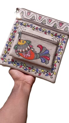 Hand-Painted Madhubani Jute Sling Bag - Eco-Friendly & Stylish