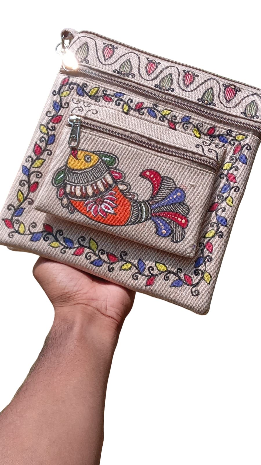 Hand-Painted Madhubani Jute Sling Bag - Eco-Friendly & Stylish