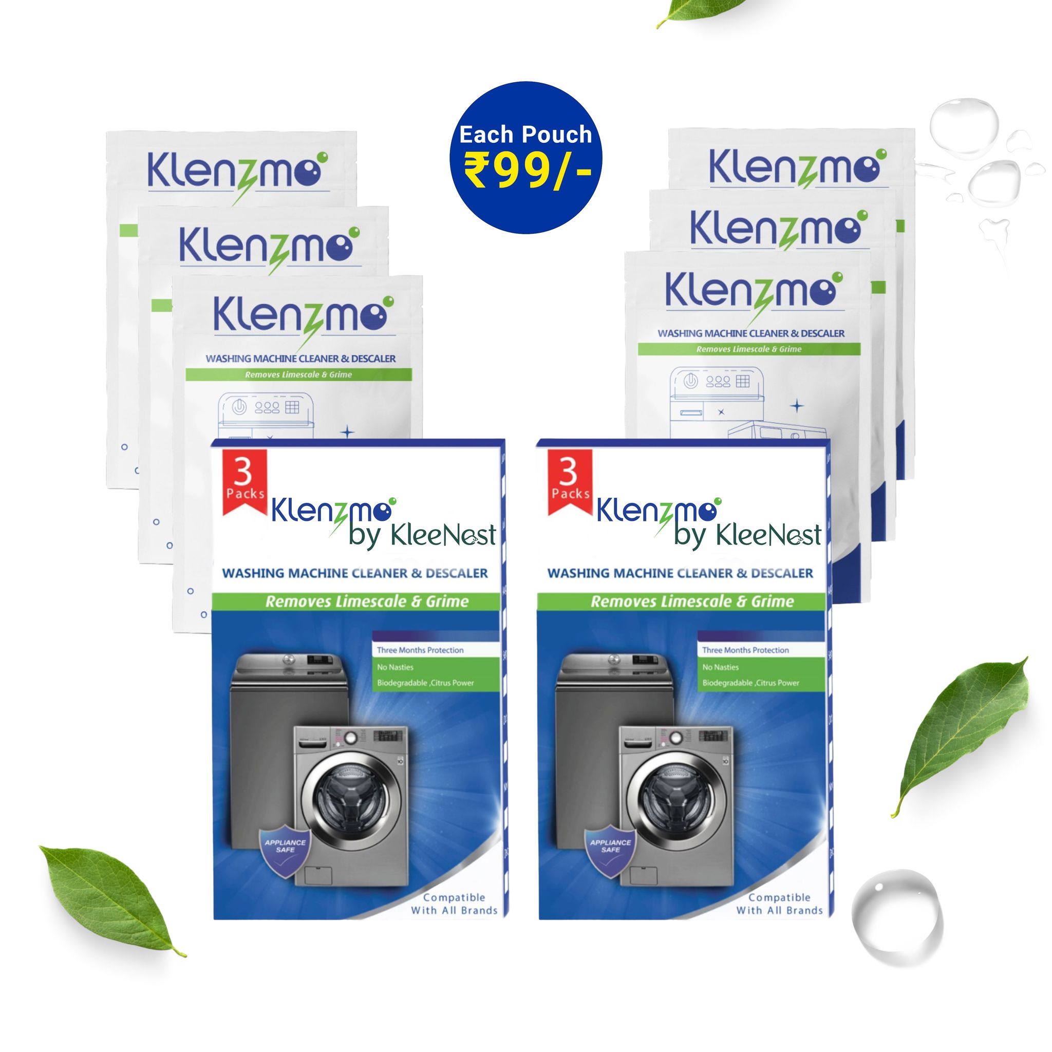 Washing Machine Cleaner & Descaler for Top Load and Front Load | Washing Machine Drum Cleaner - 6 Pouches