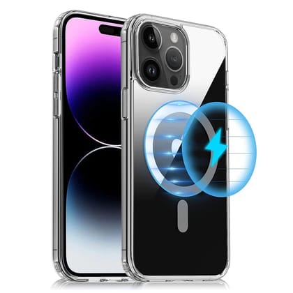 LIRAMARK Magnetic Protective Clear Back Cover Case Compatible with Magsafe for iPhone 15 Pro (6.1 inch) (‎Transparent)