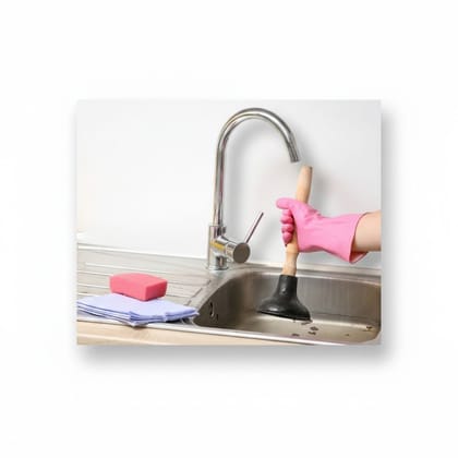 Heavy Duty Kitchen Sink Plunger with Wooden Handle