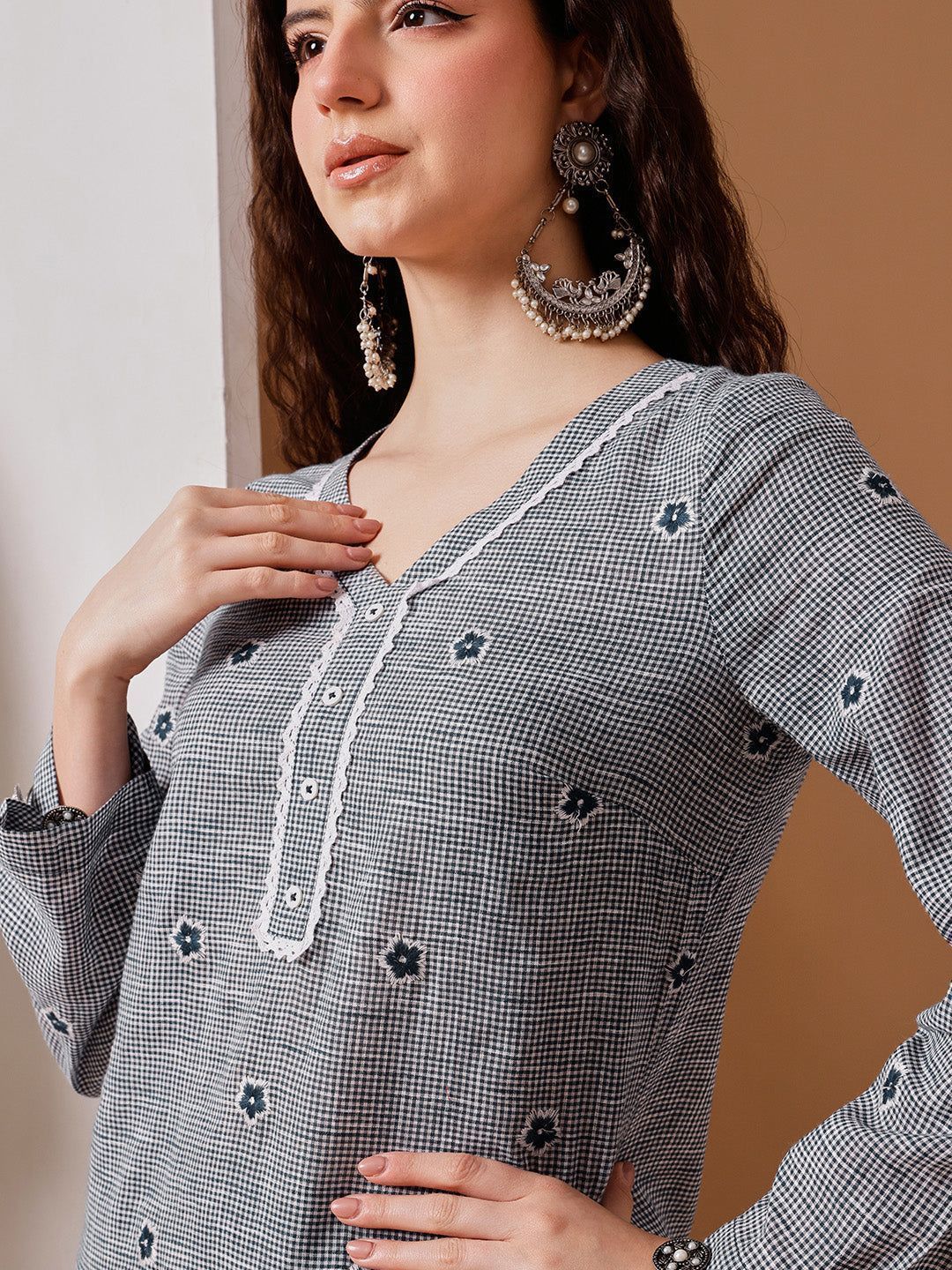 Floral Emb Cotton Kurta Set
