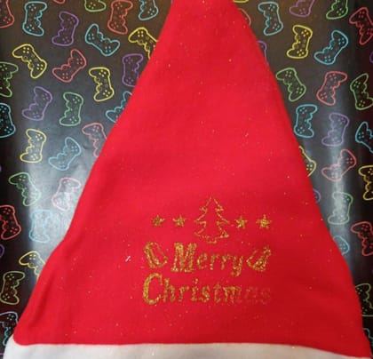 Esmi- *Glitter Valvet Feel Christmas cap* ( Price 25 rs each moq 12 N Above )