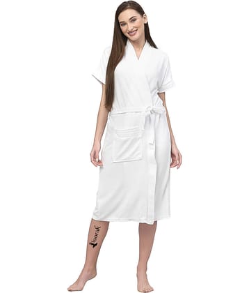Poorak White Free Size Bathrobe ( Pack of 1 )