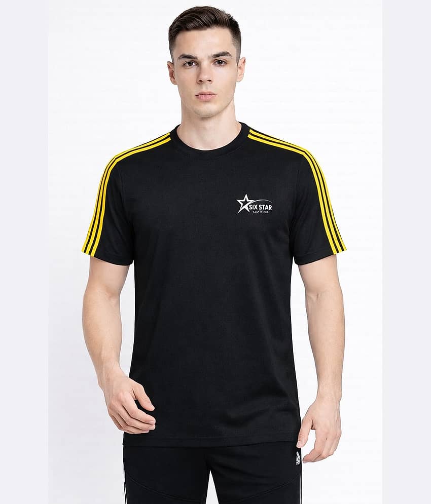 Alexender Men Cotton Blend Regular Fit Striped T-Shirt ( Black )
