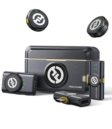 Hollyland Lark M2 Wireless Microphone for iPhone/Camera/Android/PC, 48kHz/24-bit High Fidelity Audio, 300m Range, Noise Cancelling, 40h Use, YouTube, Vlog, Streaming (2TX + 3RX + Charging Case)