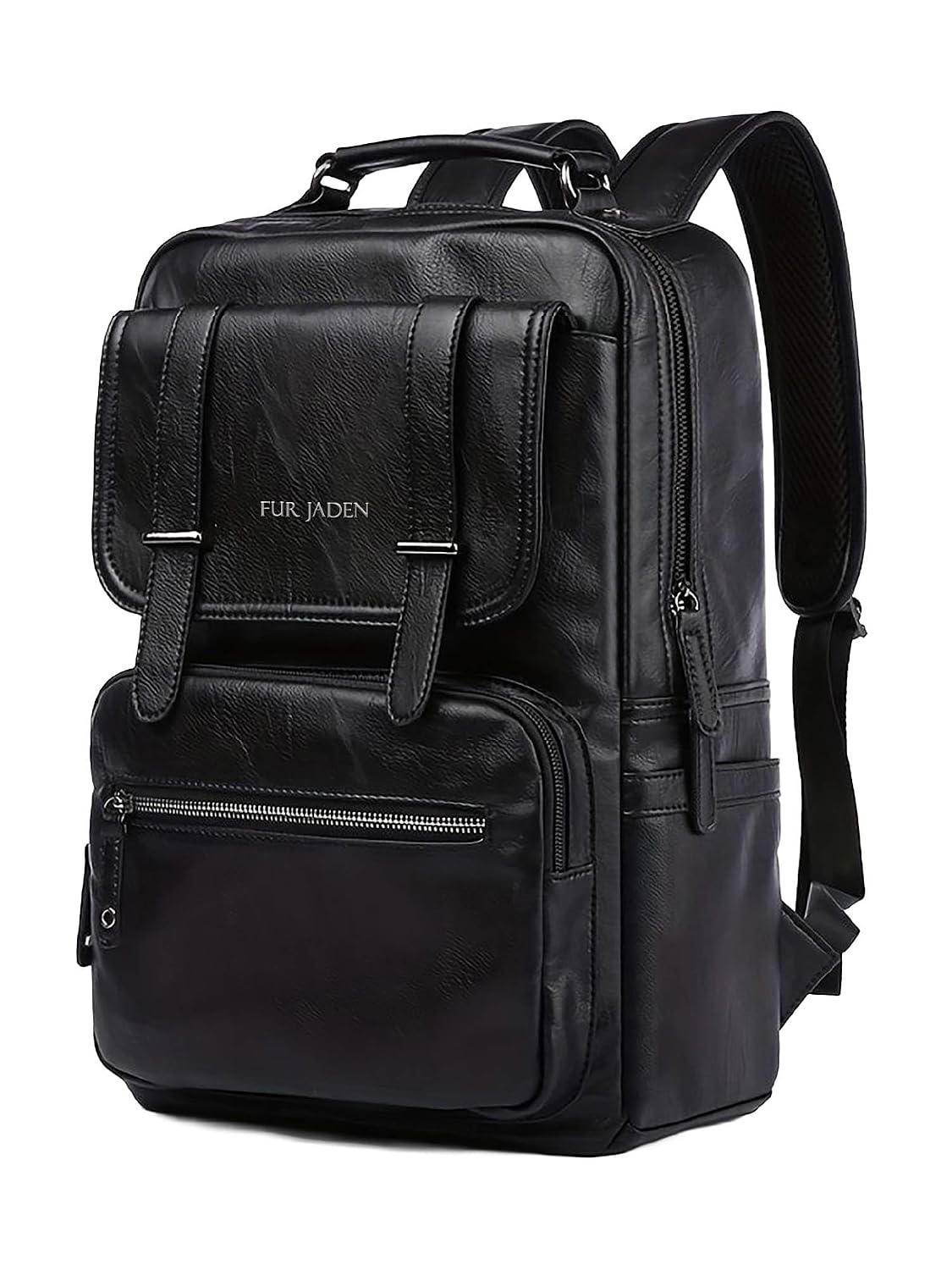 Vegan Leather Stylish 15.6 Inch Laptop Backpack Travel Weekender Bag For Men Women