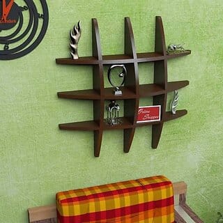 Onlinecrafts Wooden Wall Shelf Wooden Wall Shelf (Number Of Shelves - 12, Brown)