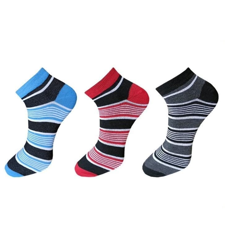 3_Pair Set Unisex Casual Cotton Striped Ankle Length Socks (Multicolor)-PID54089