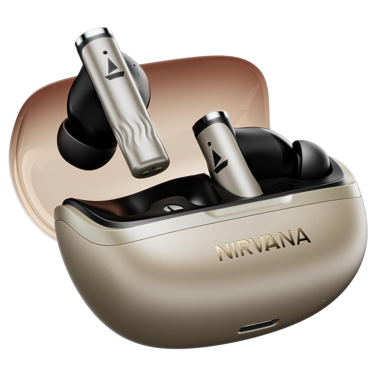 boAt Nirvana Zenith Pro (2025), 50dB Hybrid Adaptive ANC, Spatial Audio, Hi-Res Audio LDAC, 6Mics AI-ENx, 80 Hrs Battery, Bluetooth Earbuds, TWS Ear Buds Wireless Earphones with mic (Platinum Gold)