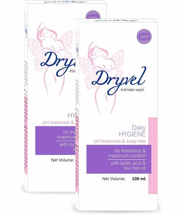 Dryvel Hygiene Intimate Wash for Women Natural PH Balanced with eucalyptus oil 100ml ( Pack Of 2 )