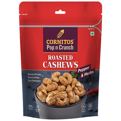Cornitos Pepper & Herbs Roasted Cashews, 200 G