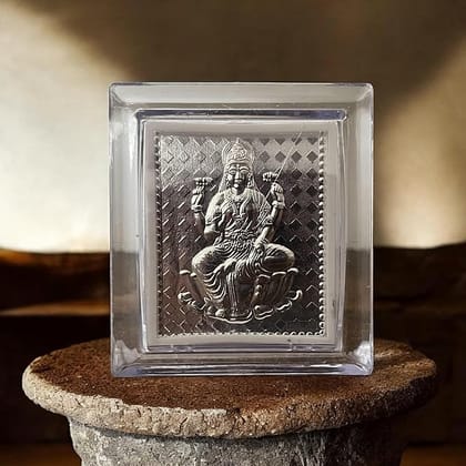 Pure 999 Silver Mini Frame Laxmiji | Pooja Room,Office,Home Wall Art | Corporate Gifting | Tabletop Stand