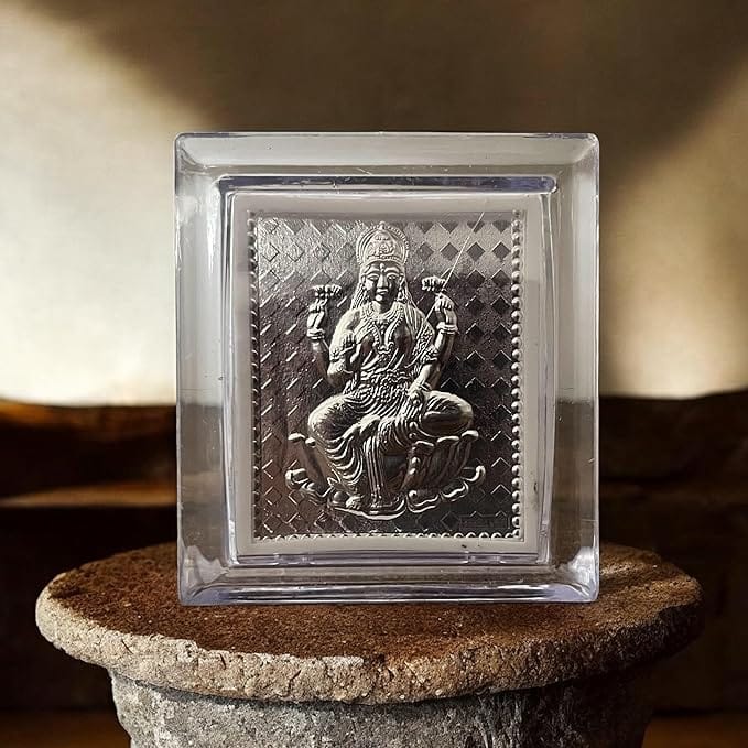 Pure 999 Silver Mini Frame Laxmiji | Pooja Room,Office,Home Wall Art | Corporate Gifting | Tabletop Stand