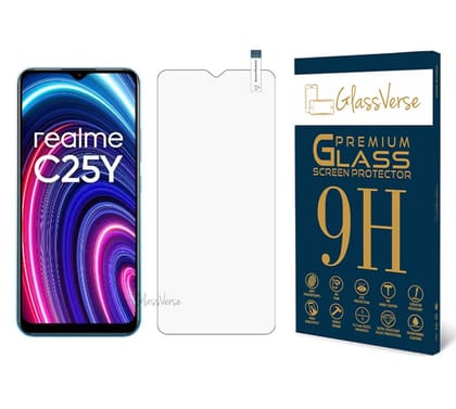 GlassVerse 9H Tempered Glass For Realme C25Y (PACK OF 1) with Free Installation Kit Full screen Coverage Free Replacement If Received Damaged - 6.5 inch GlassVerse 9H Tempered Glass For Realme C25Y (PACK OF 1) with Free Installation Kit Full screen Cover