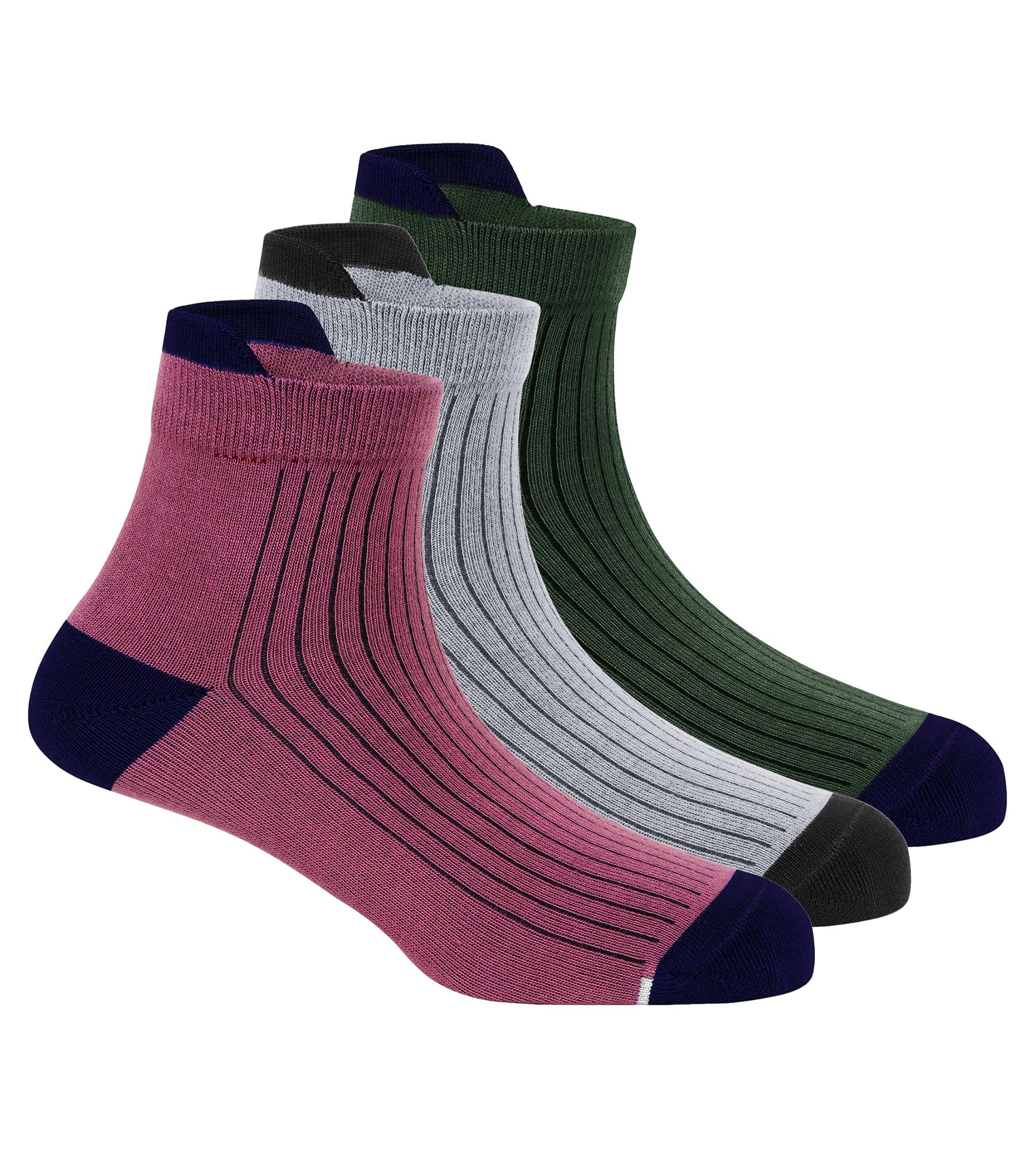 Freecultr Ankle Socks | Breathable Bamboo Fibre | Odour Resistant | Thermo Regulated | Moisture Wicking | Anti-Slip Y-Heel | Soft & Comfortable Dusty Purple, Army Green, Dark Grey