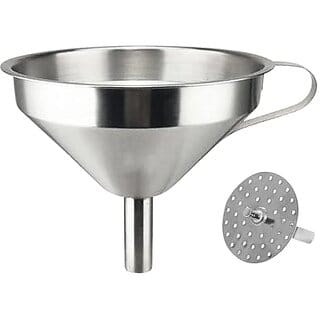 Stainless Steel Kitchen Funnel with Detachable Strainer Wide Mouth Design