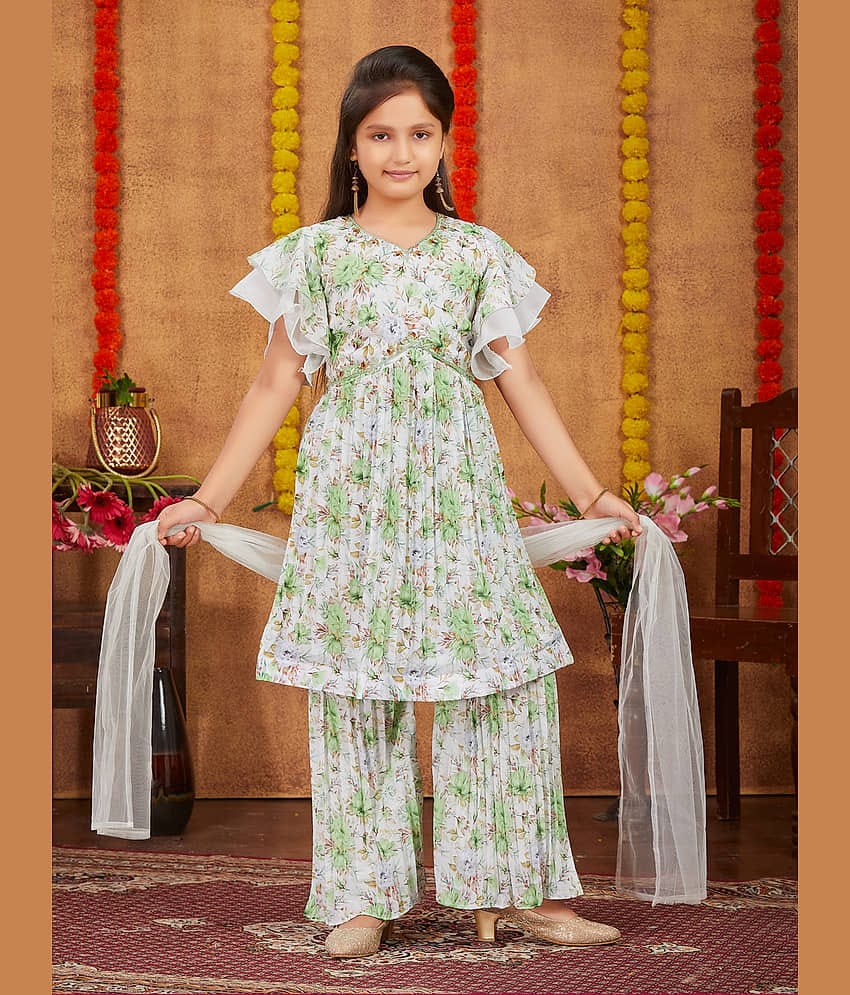 Aarika Girls Georgette Kurta and Sharara Set ( Pack of 1 , Sea Green )