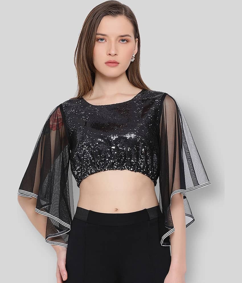 ALL WAYS YOU Women's Polyester Crop Top ( Black )