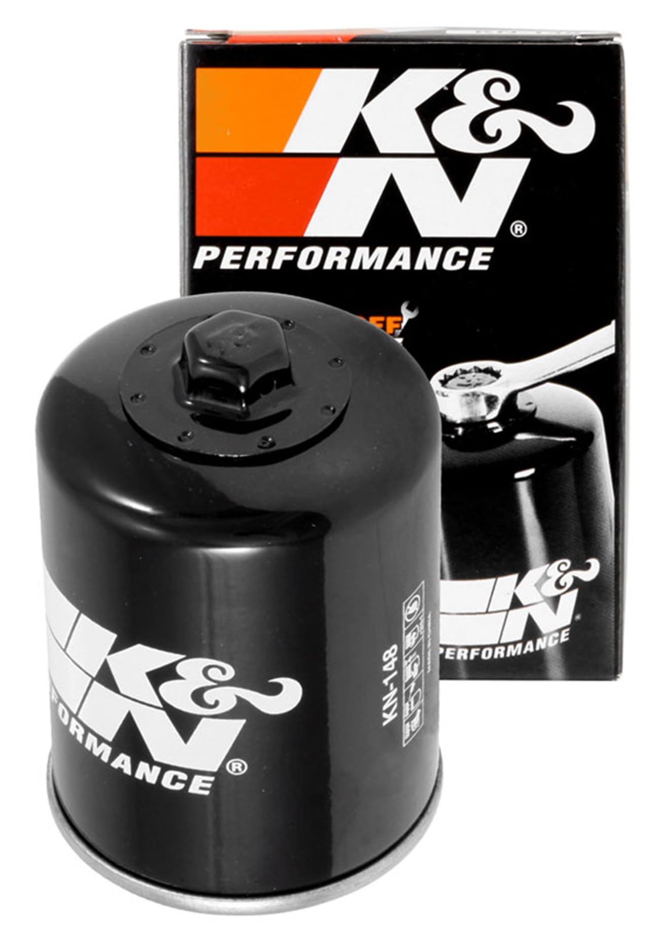 K&N Motorcycle Oil Filter: High Performance, Premium, Designed to be used with Synthetic or Conventional Oils, Wrench Off Nut: Fits Select TGB, Yamaha Vehicle Models, KN-148
