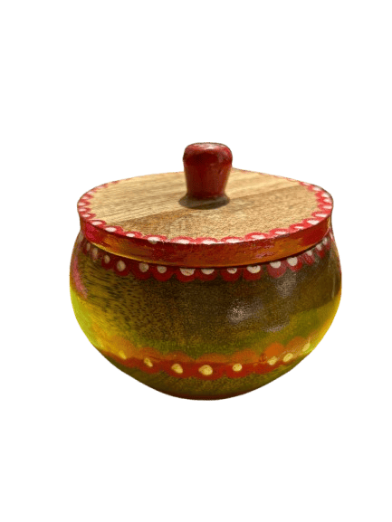  Handcrafted Wooden Potli with Lid, Decorative Wooden Box, Perfect for Storing Small Items, Trinkets, and Jewelry