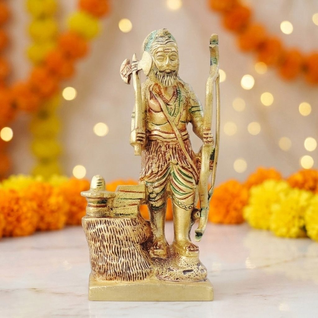 Brass Parshuram Ji Idol – Lord Parshuram Brass God Statue For Home Mandir, Height : 7 Inch (BSMAS1339 A)