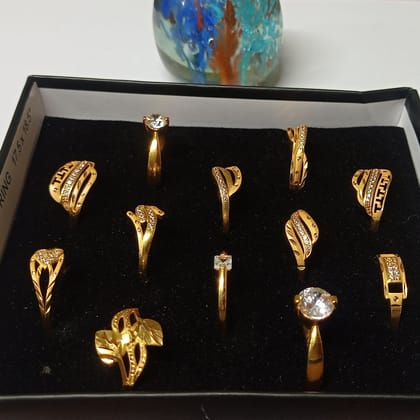 Gold Finger Ring | Ring | Women Finger Ring | Women angoothi | Styles angoothi (Set of 12)