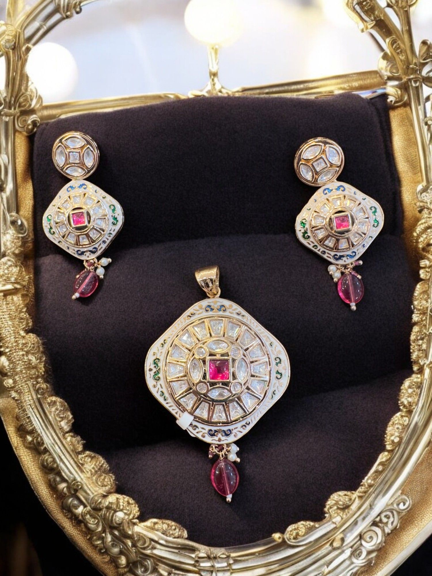 Traditional Indian Pendant Set By Dia Art Jewels
