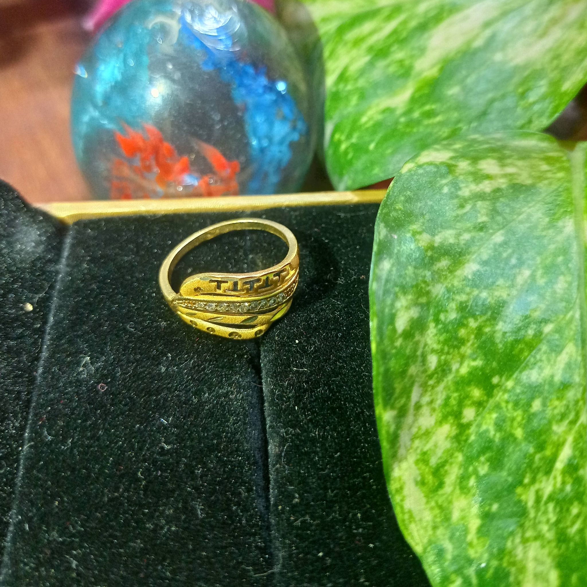 Elegant Gold Plated Alloy Ring – Dazzling Zircon Stone, Adjustable Size for Women