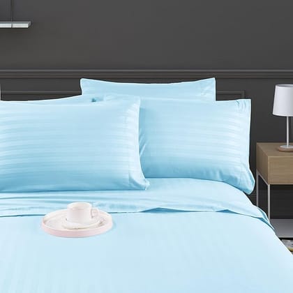 220 TC Pure Cotton | Satin Stripe King Size Bedsheet With 2 Pillow Covers for Home Hotel Resort-( 90 x 108 -King ) 220 TC Pure Cotton | Satin Stripe King Size Bedsheet With 2 Pillow Covers for Home Hotel Resort-( 90 x 108 -King )