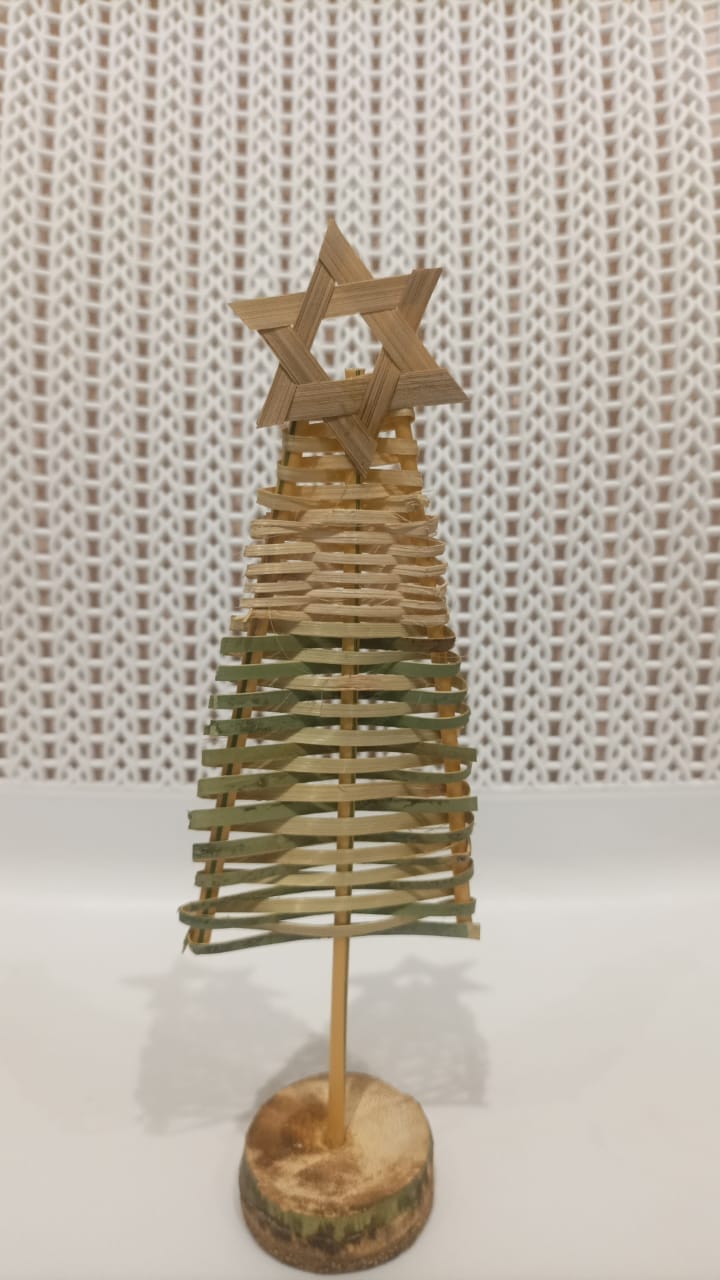 Woven Wood Christmas Tree with Star Topper