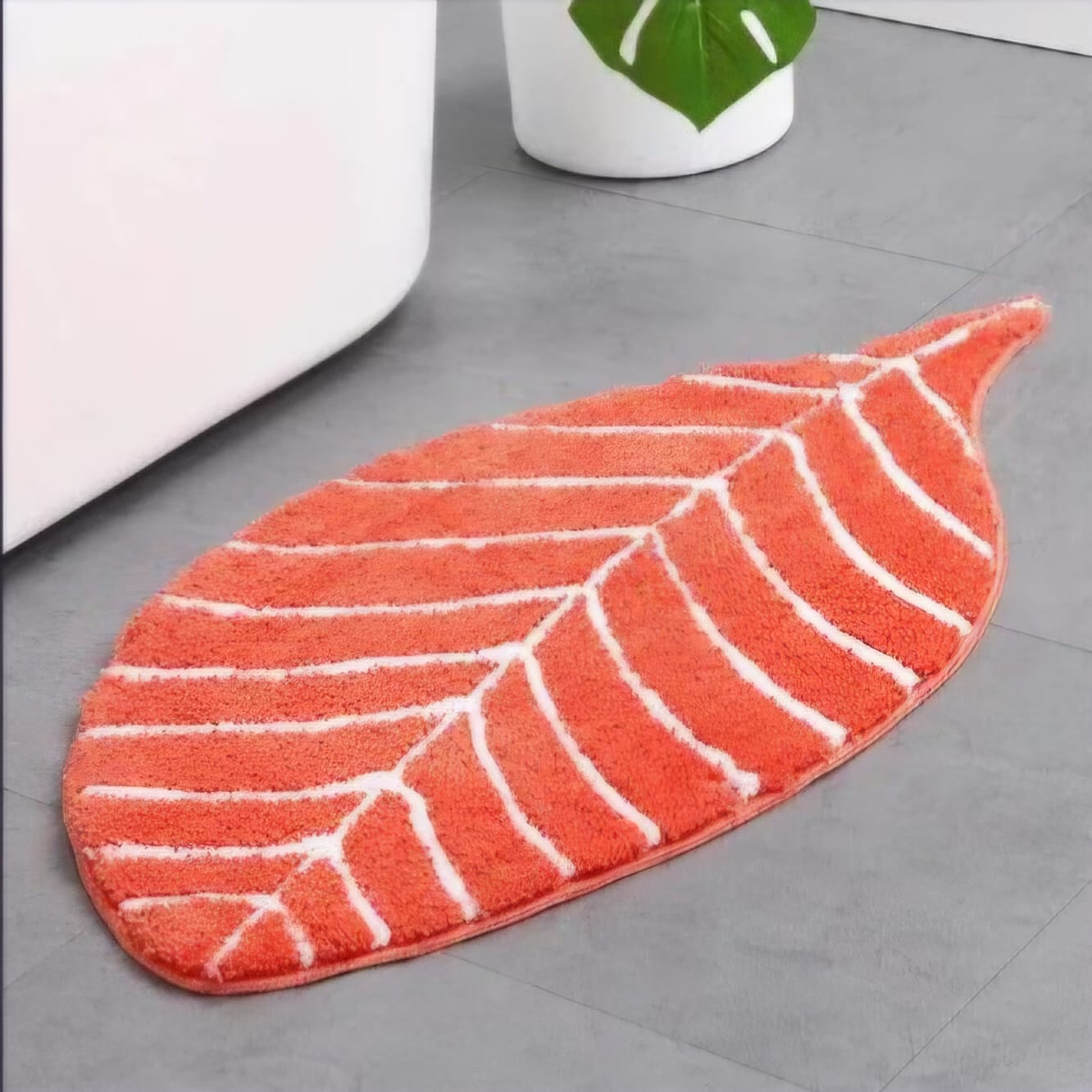 Bath Mat, Leaf Shape, Super Soft and Absorbent, Non-Slip, Washable, for Bathroom, Bedroom, Living Room,