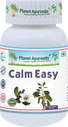 Planet Ayurveda Calm Easy - 60 Vegetarian Capsules - 500 mg - Planet Ayurveda