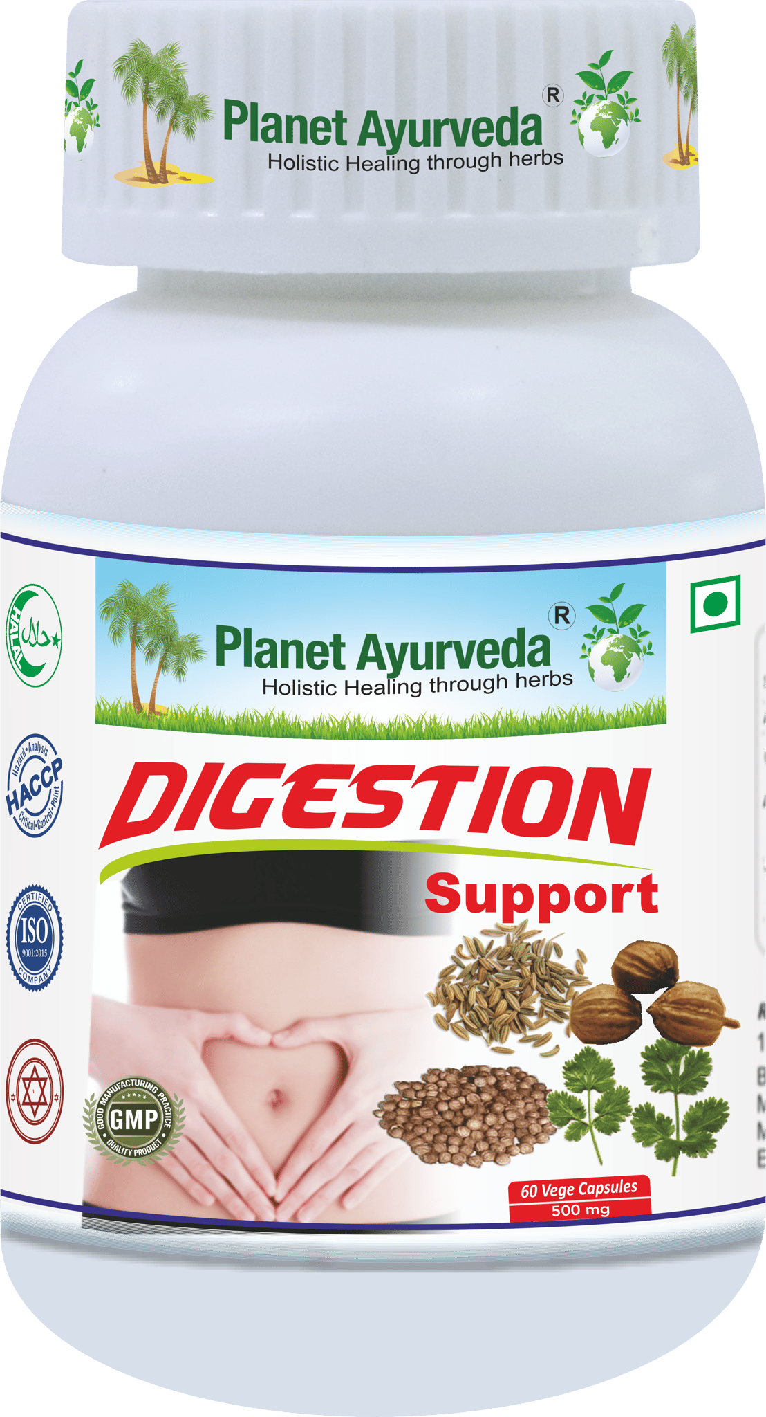 Planet Ayurveda Digestion Support - 60 Capsules, 500mg - Natural Herbal Supplement for Digestive Health
