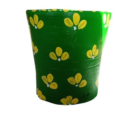 Green Hand-Painted Flower Pot with Drainage Hole for Indoor and Outdoor Plants Green Hand-Painted Flower Pot with Drainage Hole for Indoor and Outdoor Plants
